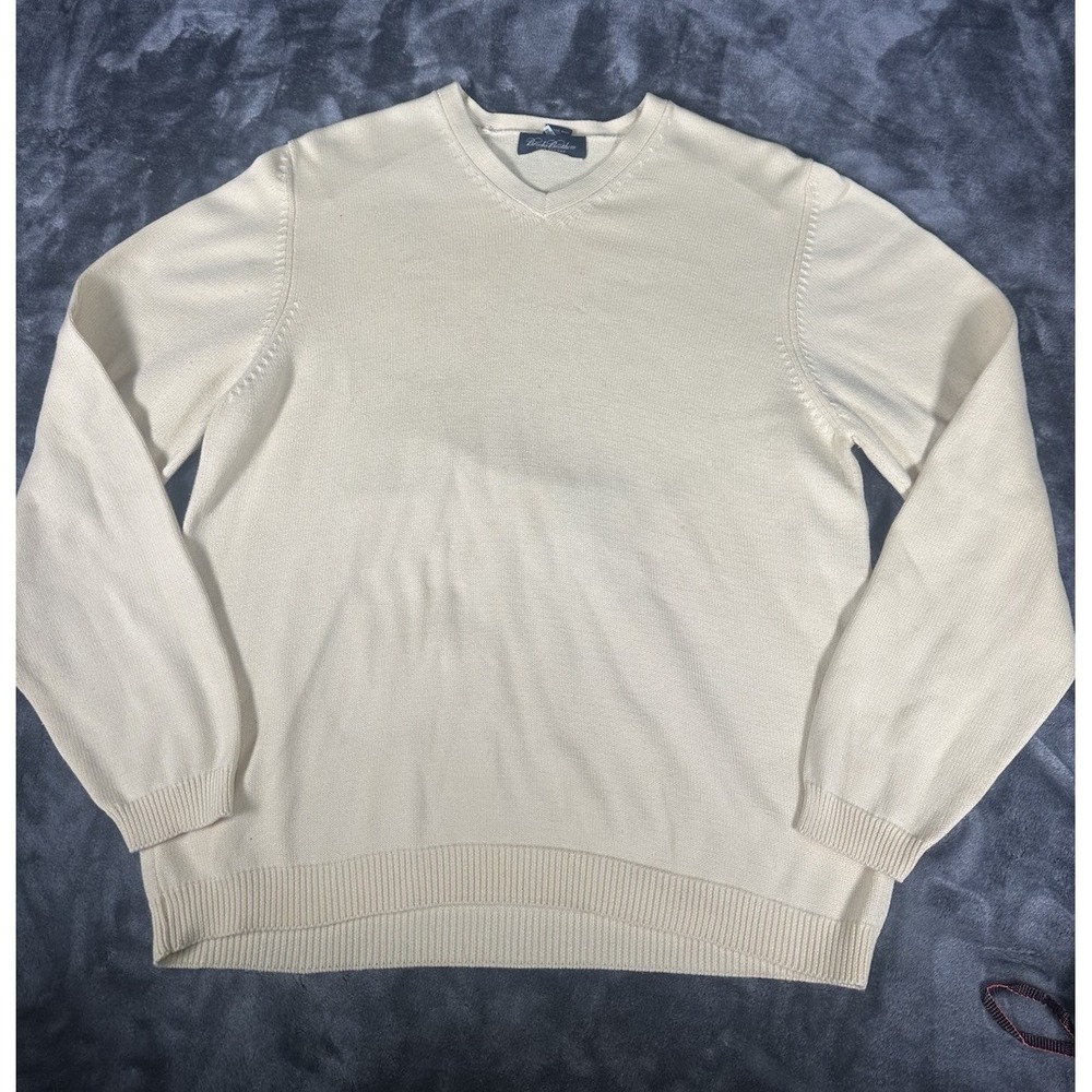 Brooks Brothers Sweater Mens MEDIUM YELLOW V Neck Pullover Pima Cotton Preppy